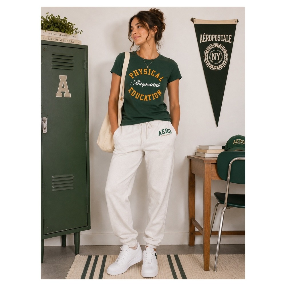 NWT Aeropostale Physical Education Graphic Tee XS Green Short Sleeve Shirt - Picture 2 of 7
